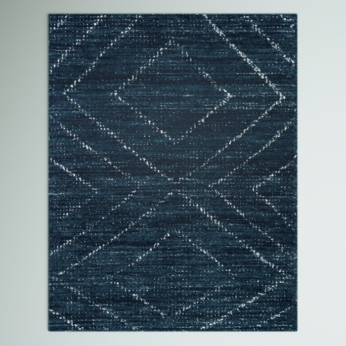 Mercury Row® Beveridge Performance Dark Blue Rug & Reviews Wayfair